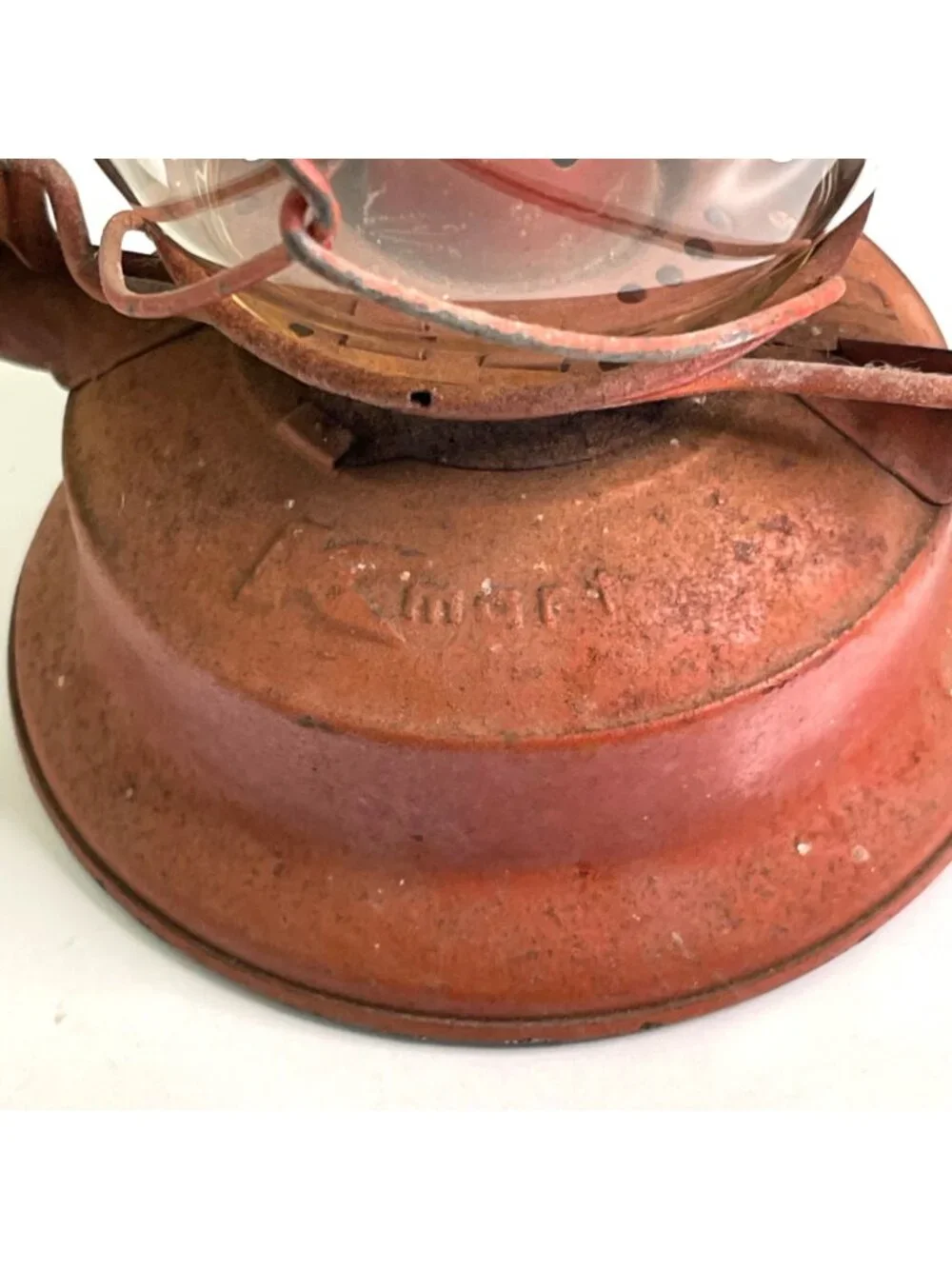 Vintage Dietz No 20 Junior Red Kerosene Lantern Original clear Globe No Dents